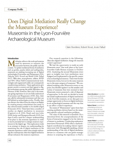 Does Digital Mediation Really Change the Museum Experience? Museomix in the Lyon-Fourvière Archaeological Museum