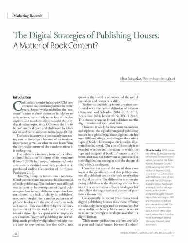 The Digital Strategies of Publishing Houses: A Matter of Book Content?