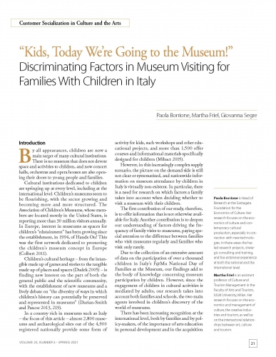 “Kids, Today We’re Going to the Museum!” Discriminating Factors in Museum Visiting for Families With Children in Italy