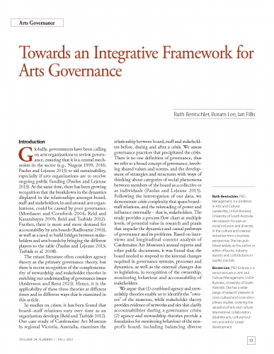 Towards an Integrative Framework for Arts Governance