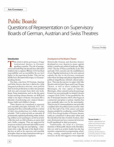 Public Boards: Questions of Representation on Supervisory Boards of German, Austrian and Swiss Theatres