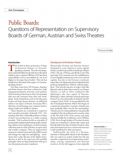 Public Boards: Questions of Representation on Supervisory Boards of German, Austrian and Swiss Theatres