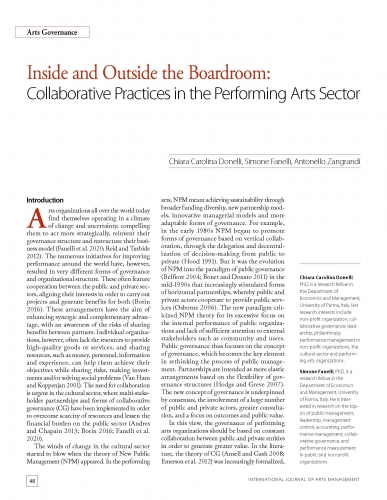 Inside and Outside the Boardroom: Collaborative Practices in the Performing Arts Sector