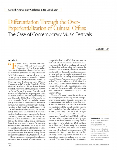 Differentiation Through the Over-Experientialization of Cultural Offers: The Case of Contemporary Music Festivals