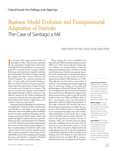 Business Model Evolution and Entrepreneurial Adaptation of Festivals: The Case of Santiago a Mil