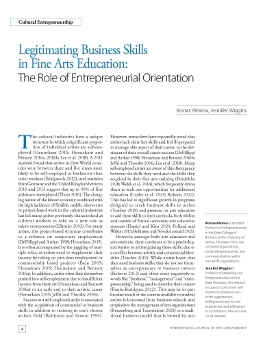 Legitimating Business Skills in Fine Arts Education: The Role of Entrepreneurial Orientation