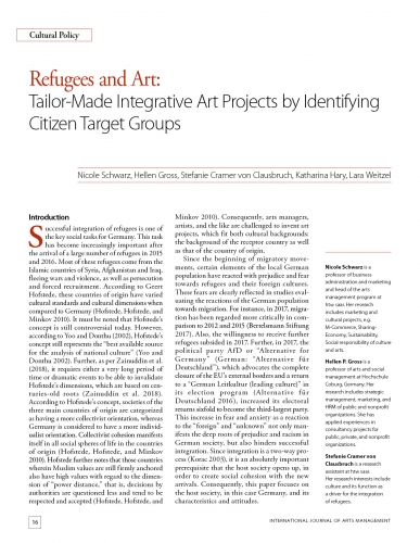 Refugees and Art: Tailor-Made Integrative Art Projects by Identifying Citizen Target Groups