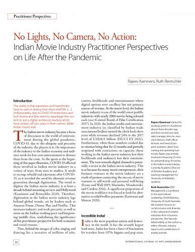 No Lights, No Camera, No Action: Indian Movie Industry Practitioner Perspectives on Life After the Pandemic
