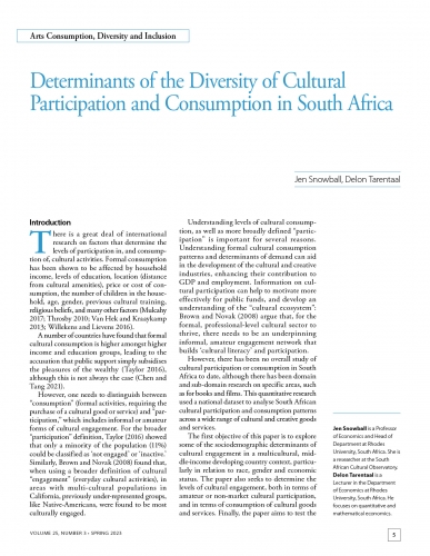 Determinants of the Diversity of Cultural Participation and Consumption in South Africa