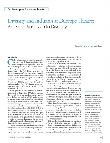Diversity and Inclusion at Duceppe Theatre: A Case to Approach to Diversity