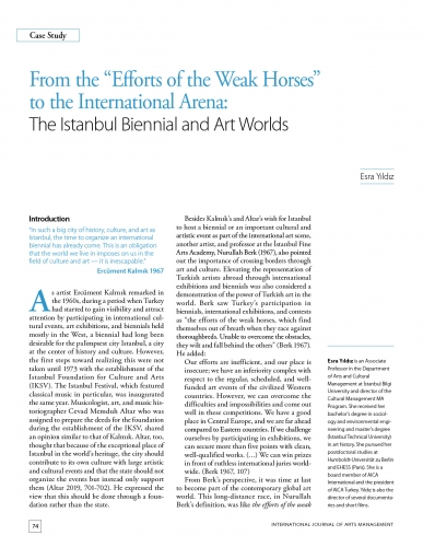 From the “Efforts of the Weak Horses” to the International Arena: The Istanbul Biennial and Art Worlds