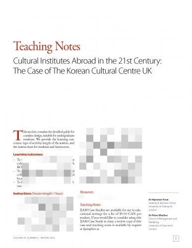 Teaching Notes - Cultural Institutes Abroad in the 21st Century: The Case of The Korean Cultural Centre UK